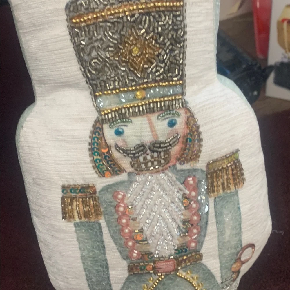 Embroidered Nutcracker Holiday Decor Pillow